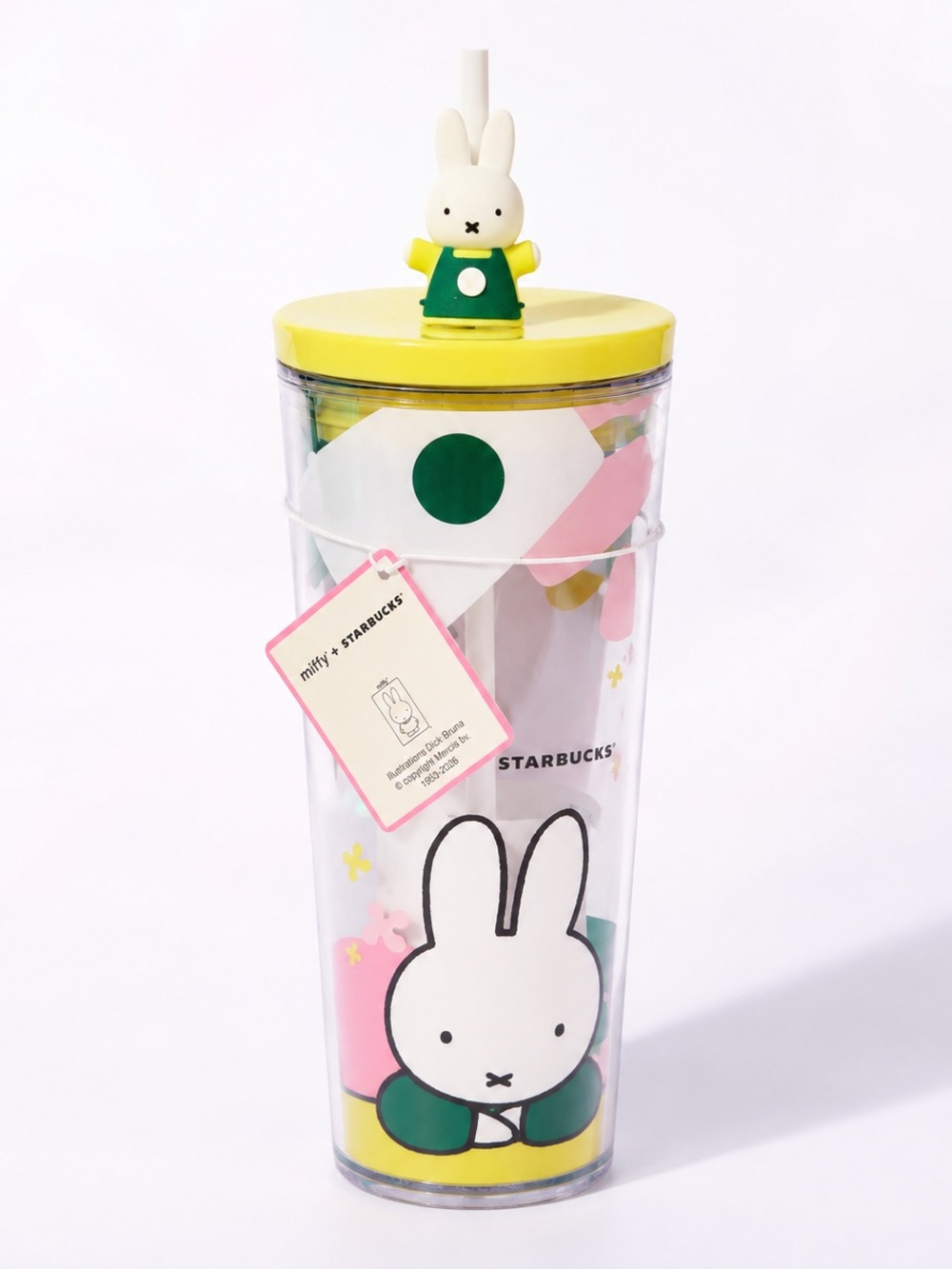 Starbucks Miffy Bunny Yellow & Green Kids Straw Tumbler